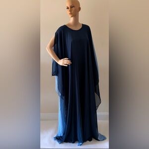 Chic Midnight Blue Chiffon Sheer Maxi Maxi Kaftan Dress